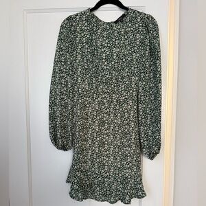 Lulu's Green Floral Long Sleeve Dress